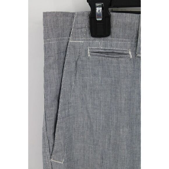 Banana Republic Straight Fit Trousers Navy White Pin Stripe 35x32 NWT - Picture 3 of 10